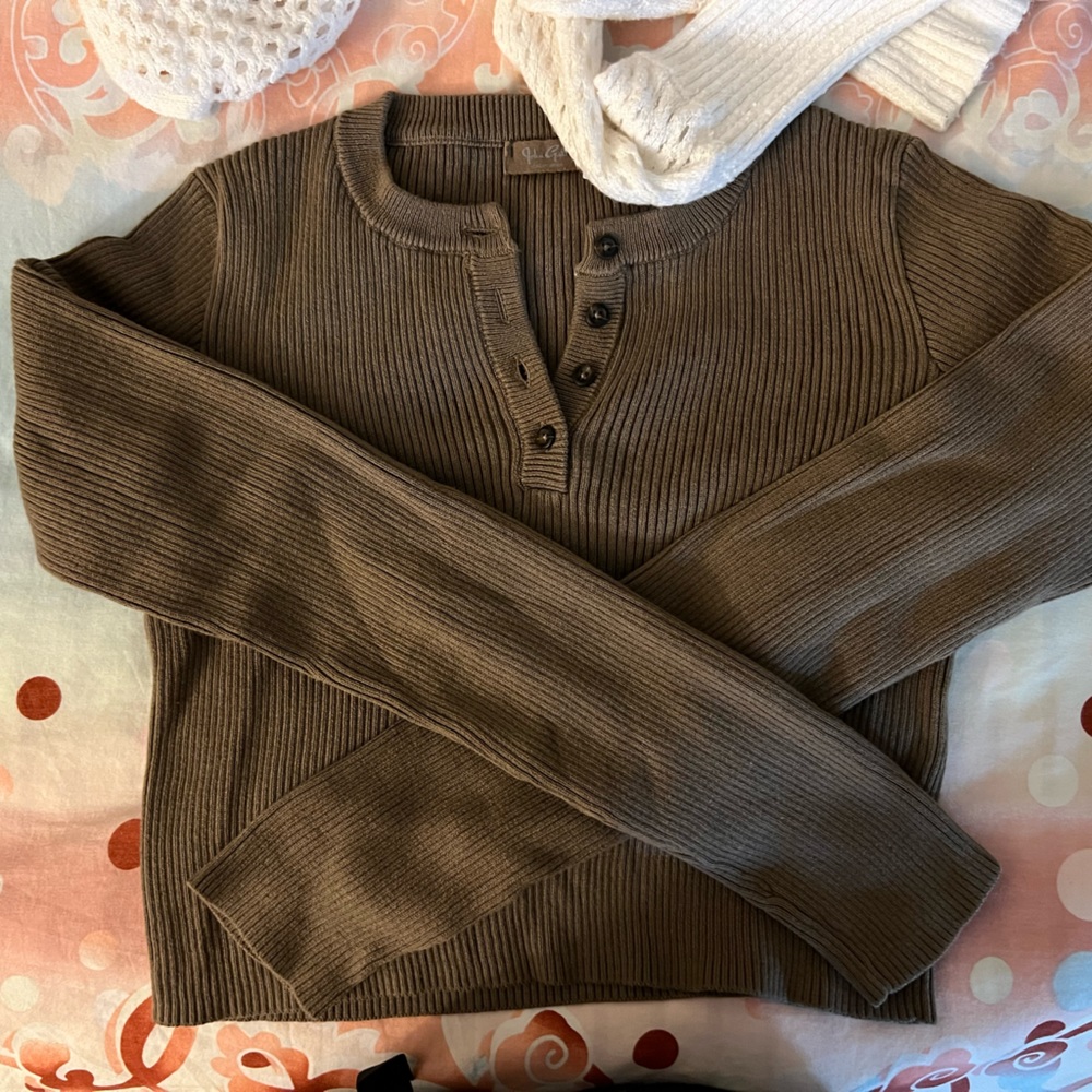 Brandy Melville Brown cropped long sleeve